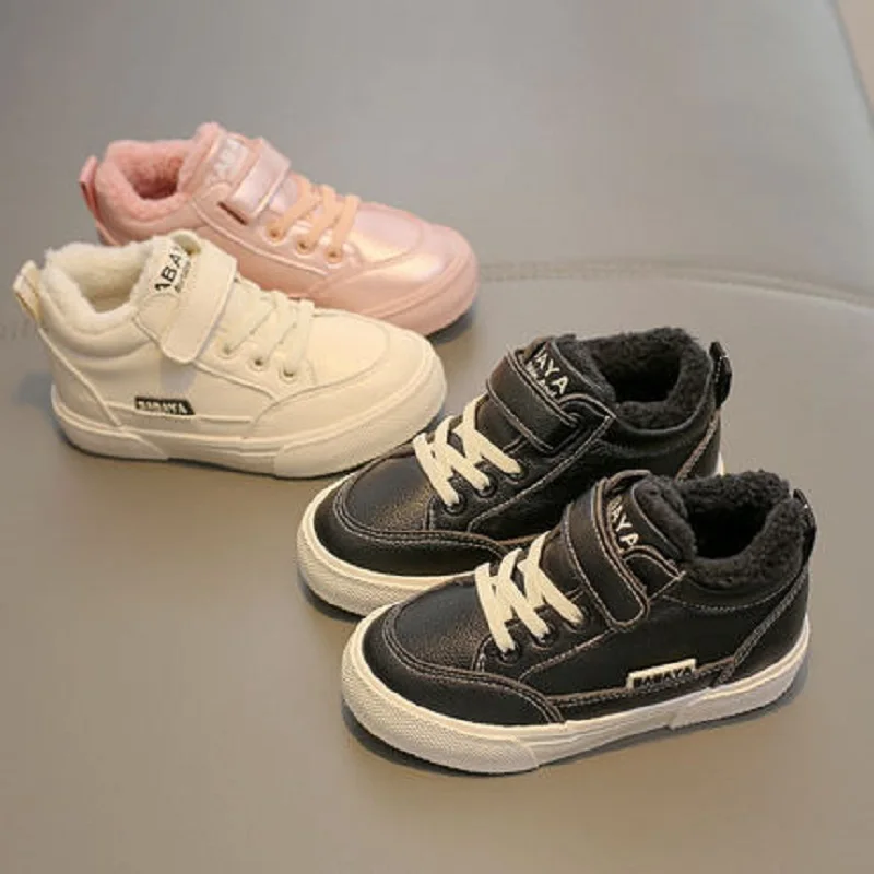 Babaya Winter Kids Boots boys girls warm leather sneakers fashion footwear children casual shoes plush non slip sport shoes