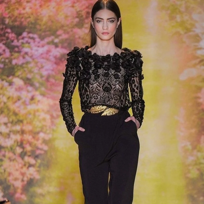 Женский эластичный пояс с цветком в форме листьев для свадьбы | Аксессуары одежды