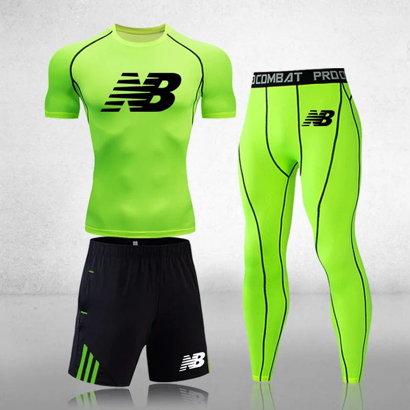

Men's Sports Suit MMA Rashgard Male Quick Drying Sportswear Compression Clothing Fitness Training Gym Kit Leggings Running Shirt