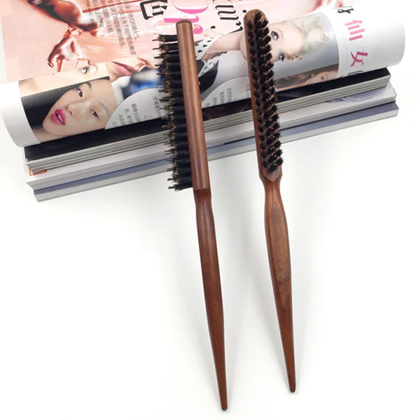 

Boar Bristle Hair Curls Brush Wooden Round Hairstyling Brush For Hair Curling Pro 1 Piece Salon Hair Brush Comb BB-909