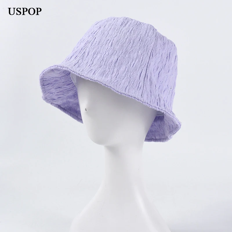 USPOP Bucket hats cotton purple bucket hat summer short brim sun hats