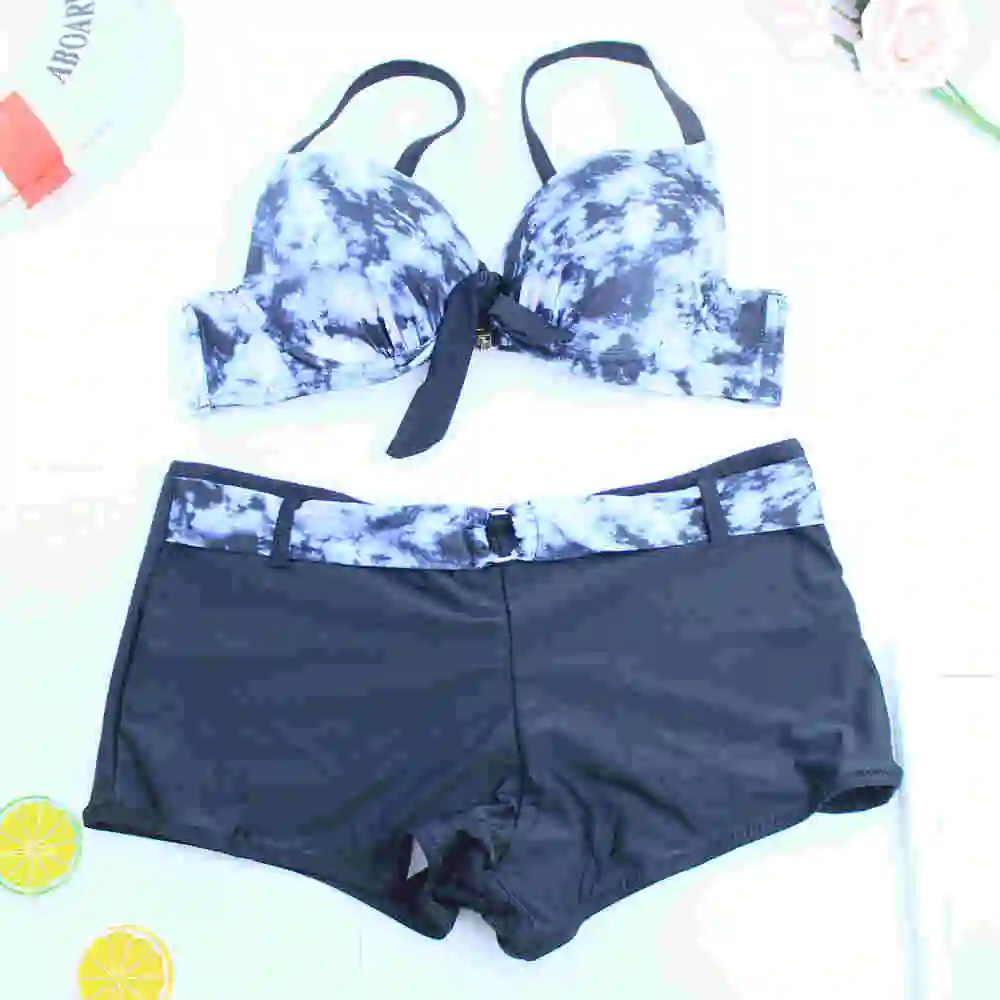 

Push Up Bikini Set Sexy Women Tankini Swimwear Two Piece Plus Size Swimsuit Shorts Print Female Sport Bathing Suit Beachwear 3XL