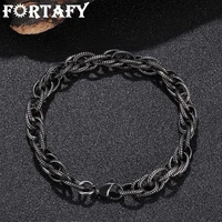 fortafy vintage mens bracelet punk link chain stainless steel wristband male jewelry hand wholesale christmas gifts frgs0069