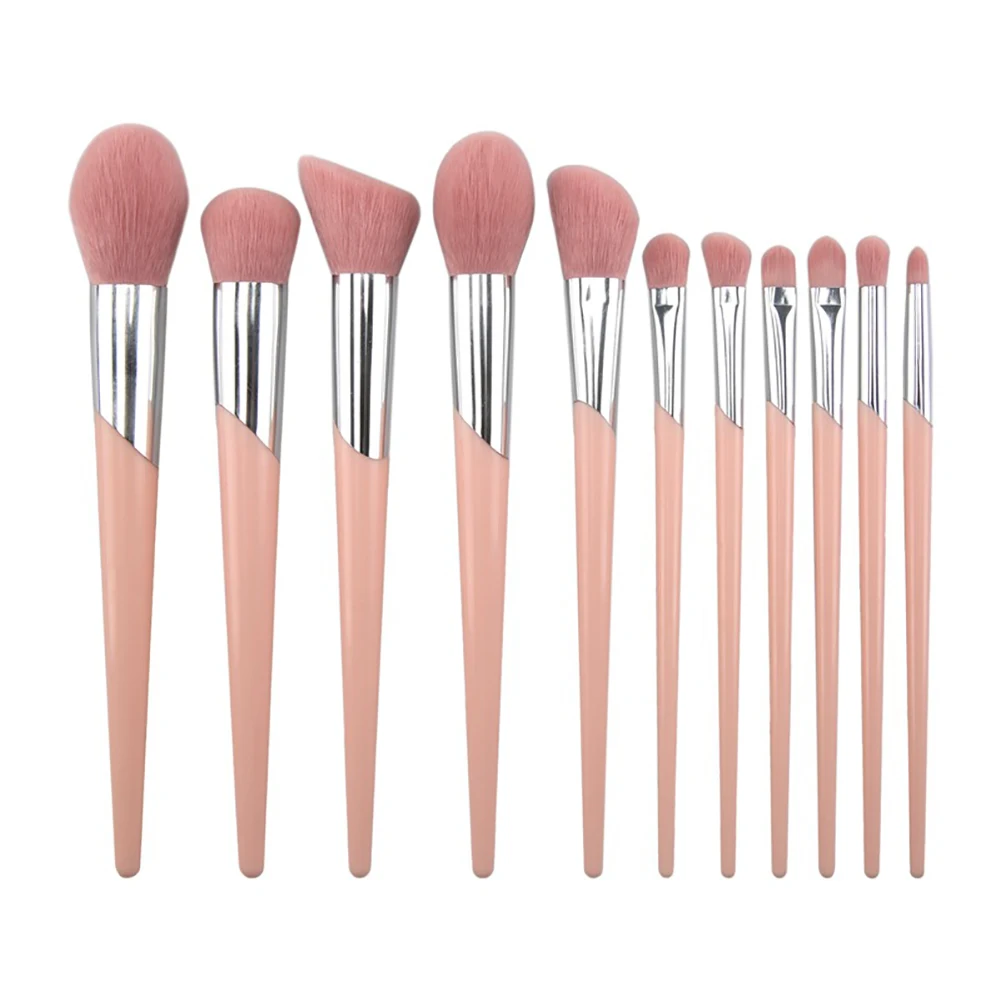 New oblique tube makeup brush set 7 10 pieces 11 powder silver portable tools | Красота и здоровье