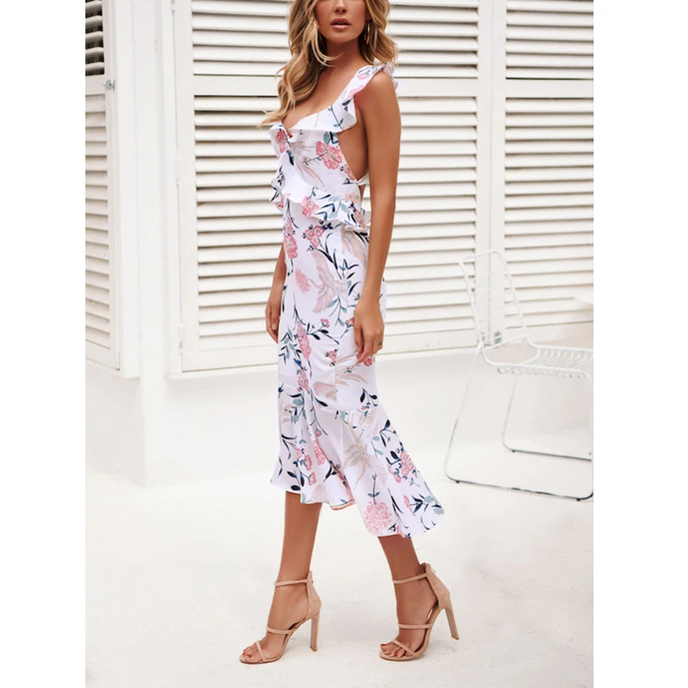 AIMENUNU сексуальное женское платье с рюшами 2020 туника высокой талией вечерние