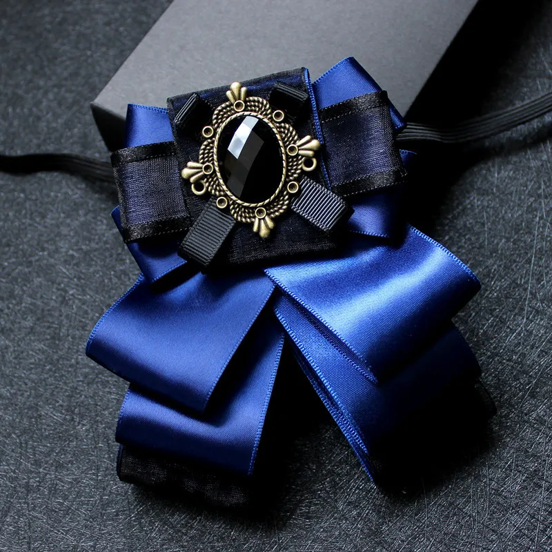 Dark Blue Я-Remiel бант, украшение-бант, брошь камея с цветочным узором ткань булавки со стразами и броши Винтаж класса люкс значок галстук японская шпилька брошь для Для мужчин - Окраска металла: Dark Blue