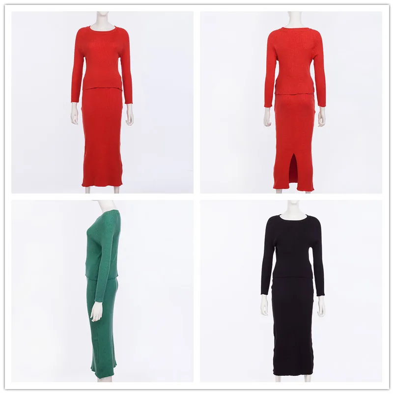 

YSMARKET Autumn Winter Elegant Leisure Dresses Ladies Knit Sweater Dress Women Two Piece Set Long Sleeve Sexy Bodycon Dress