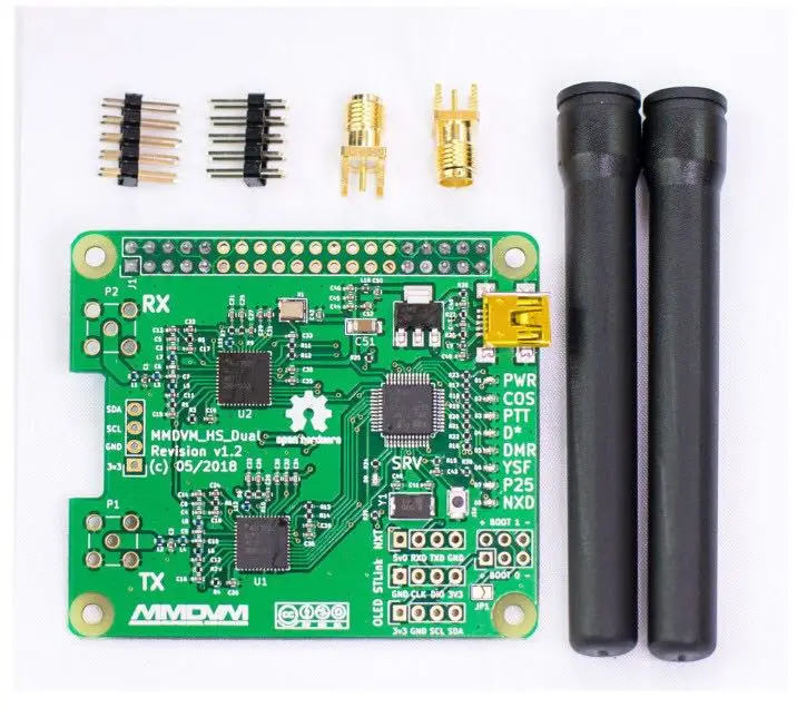 

NEW V1.3 MMDVM_HS_Dual_Hat MMDVM Duplex RX TX UHF VHF Hotspot board + Antenna + OLED Support P25 DMR YSF NXDN For Raspberry pi