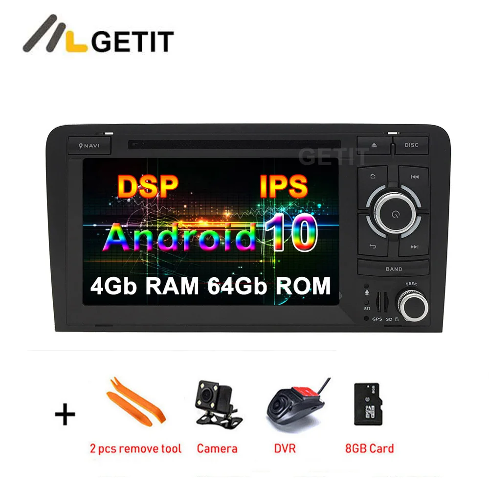 DSP IPS Android 10 Автомобильный DVD стерео Мультимедийный Плеер для Audi A3 S3 RS3 2003 2011 с WiFi BT GPS
