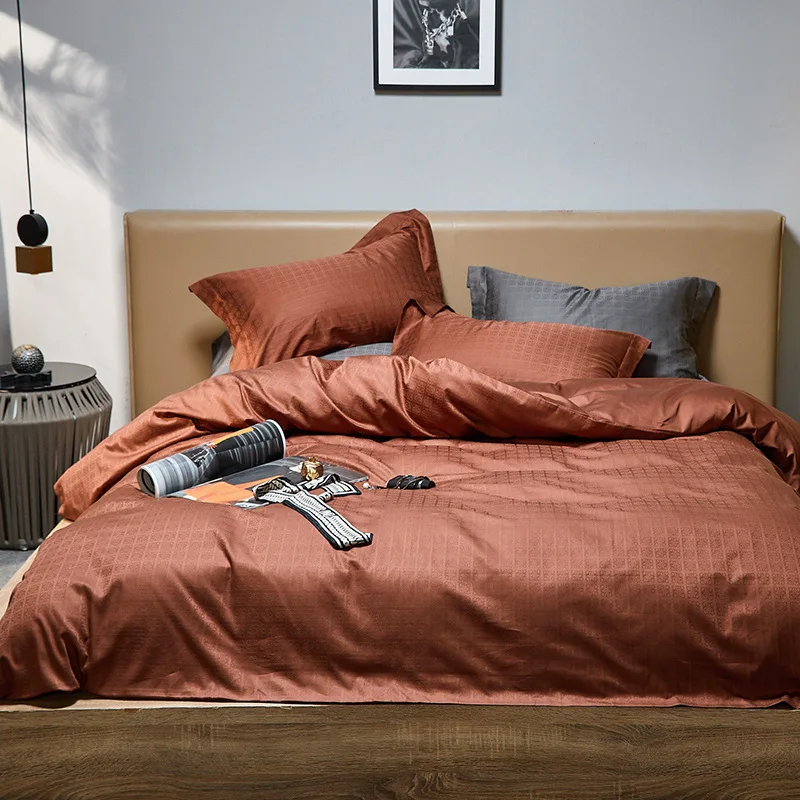 

New Bedroom Four-piece Quilt Cover Luxury Thick Warmth Long-staple Quilt Cover Fashionable and Simple Family Hotel Bedding Set