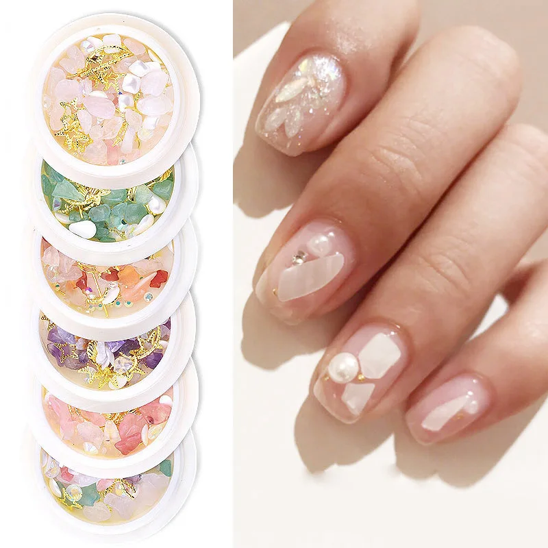 3d стразы для ногтей Бусины Красочные Сердолик Нерегулярные Полые золото