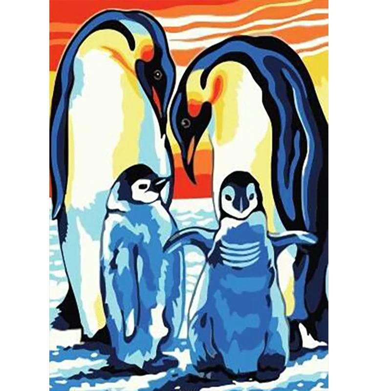 Краска по номерам Пингвин окраска животных для рисования краски на холсте DIY