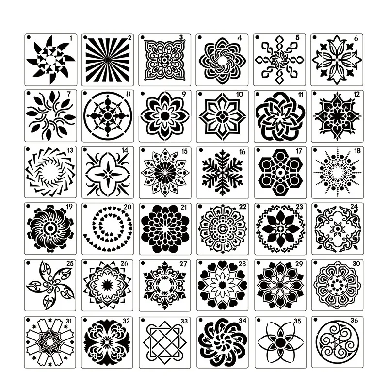 Novel 36Pcs мандалы шаблоны для рисования идеально подходит DIY Рок Живопись Холст