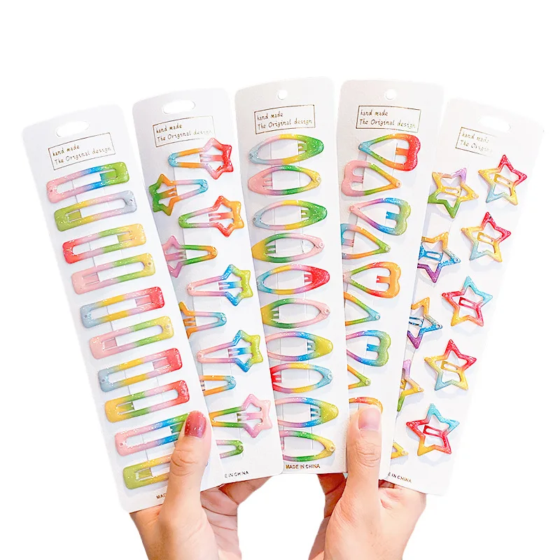 

Fashion Set Hair Clip For Women Korean Hairpins Geometric Colourful Hair Barrettes Girls Side Clip Hairgrip New Hair Accessories