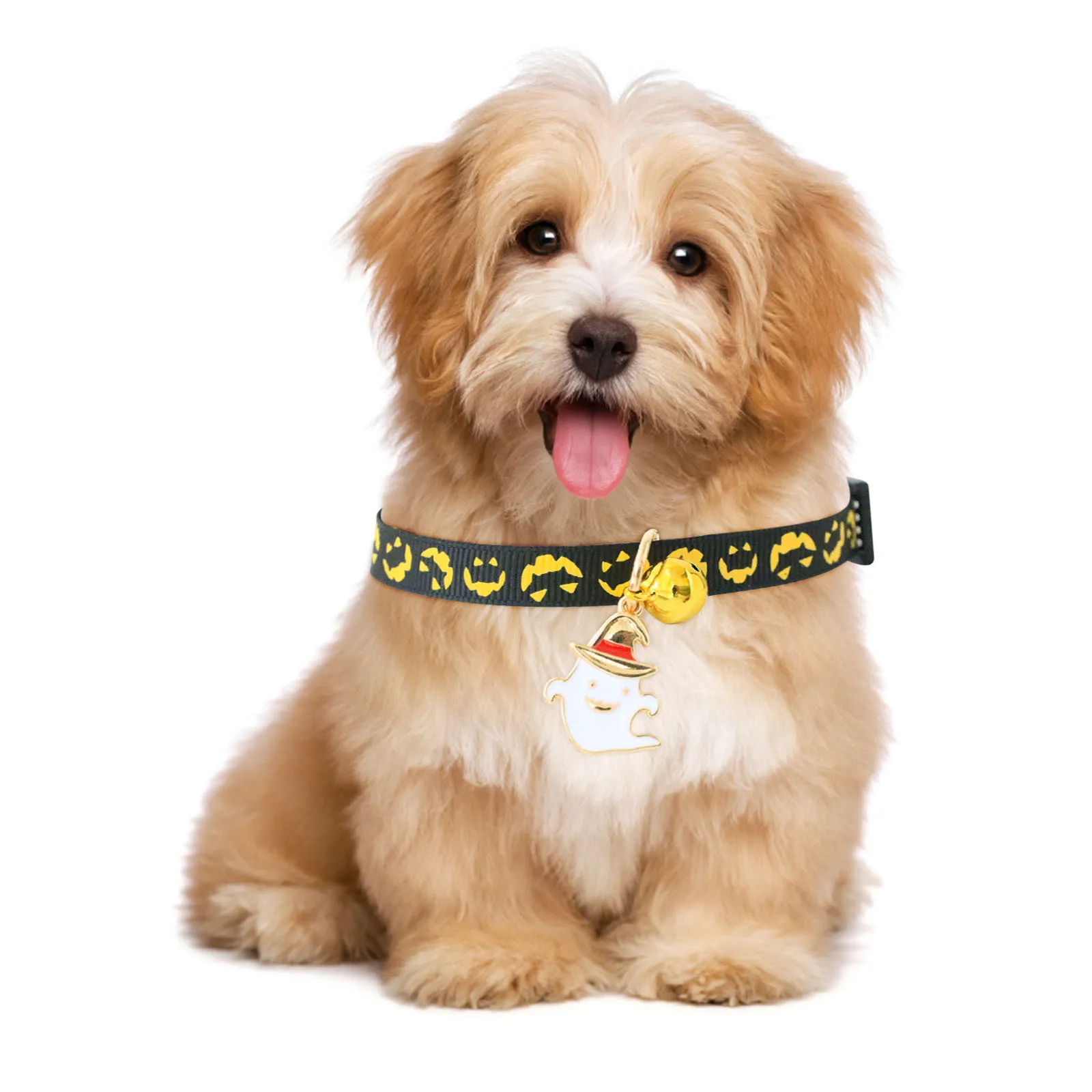 

Ошейник для домашних животных в виде тыквы на Хэллоуин 2021, аксессуары, ожерелье для собак, регулируемая яркая безопасная пряжка, ошейник для...