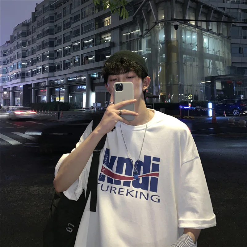 

Loose casual T-shirt round neck half sleeve black letter short sleeve