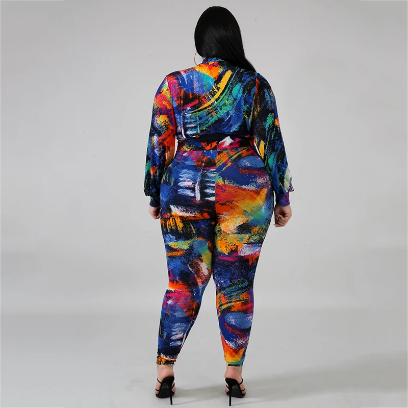 

Sexy European Elegant Clothing Maxi Wear Women Plus Size Jumpsuit African Slim Printed Clothes Bazin Girl Summer Fashion DT2786