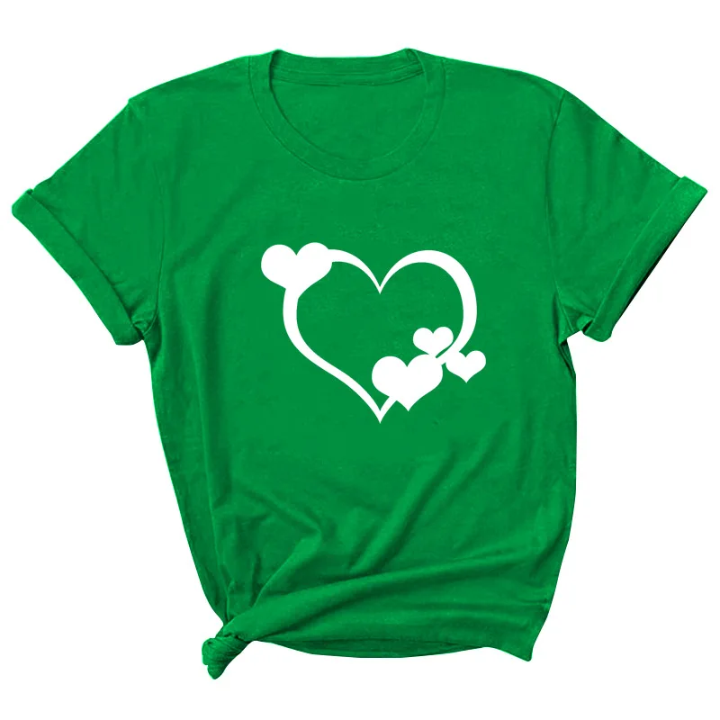 

Heart Print Women T Shirt Short Sleeve ONeck Loose Women Tshirt Ladies Tee Shirt Tops Clothes Camisetas Mujer