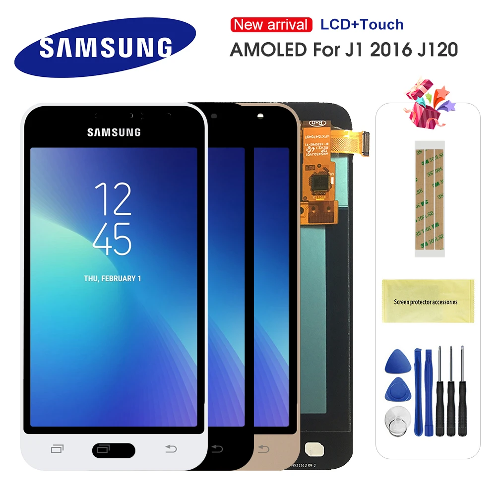 Оригинальный AMOLED ЖК дисплей для Samsung Galaxy J1 2016 с дигитайзером сенсорного экрана в