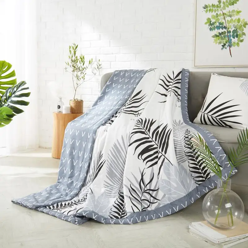 50 серую полоску покрывало с листьями/1 предмет хлопковое летнее одеяло