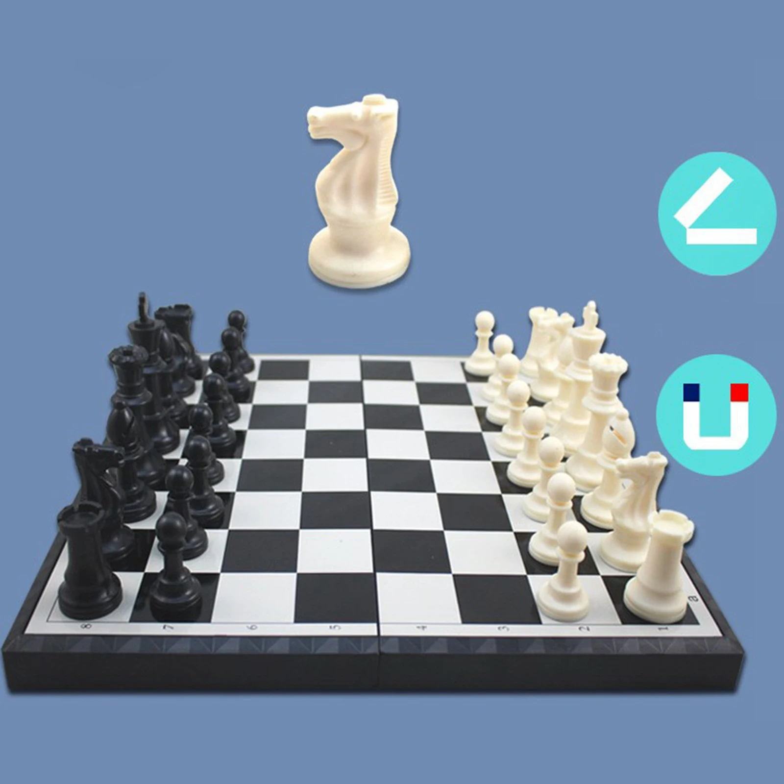 Portable Chess Set Magnetic Chessmen King Queen Game Board Toys | Спорт и развлечения