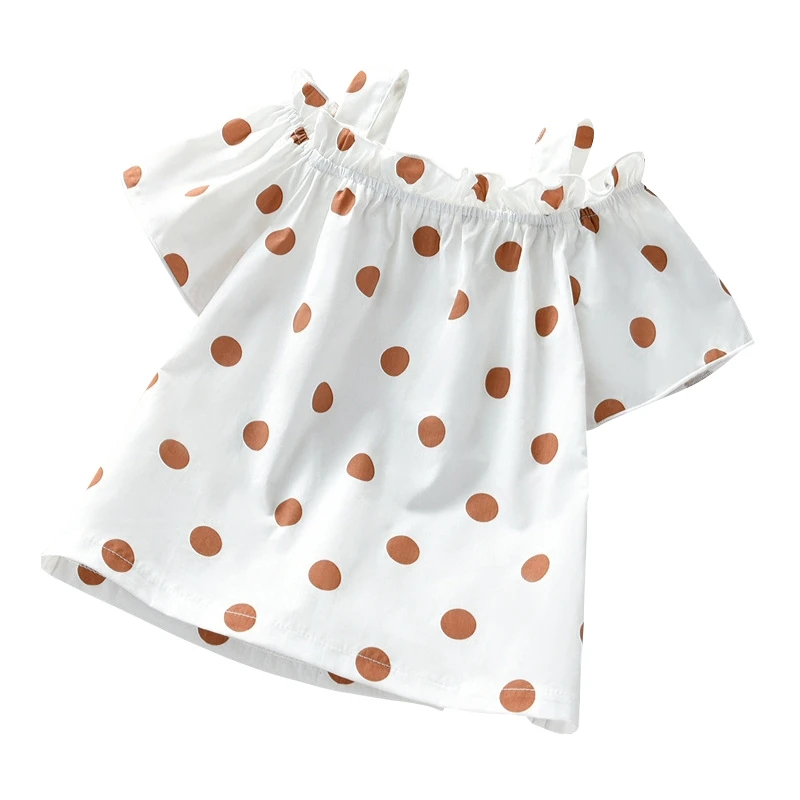 Летние футболки с открытыми плечами для маленьких девочек одежда принцессы