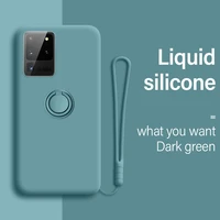 Ultra-thin Silicone Magnetic Phone Case For Samsung Galaxy S21 S20 S10 Note Plus Ring Bracket Cover