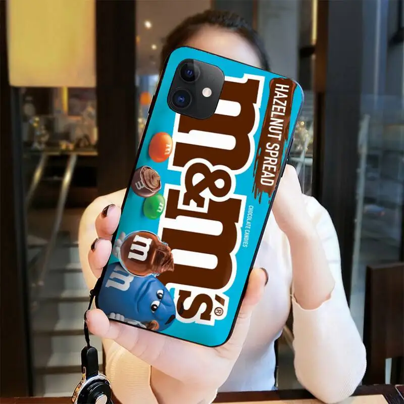 Коробка конфет M &amp M's Черная мягкая крышка чехол для телефона iPhone 11 pro XS MAX 8 7 6 6S