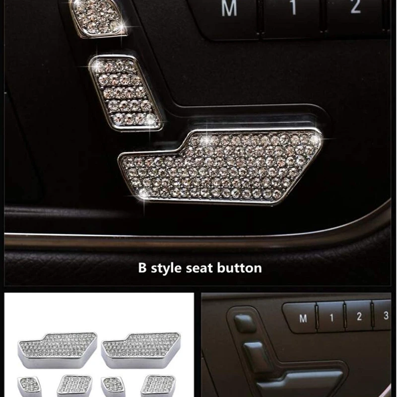 

NEW-for Mercedes Benz Bling Accessories B C E G Class CLA CLS GL GLA GLE SLK ML Seat Adjustment Button 3D Rhinestone Trim