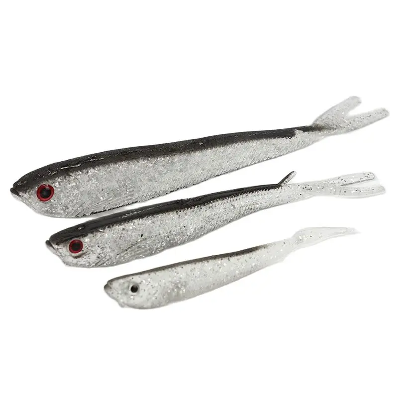 

5pcs/lot Shining Lure 7.5/10/13cm Silicone Swimbaits isca Artificial Worm Soft Bait Fish Wobblers Bass Carp Flying Fishing Lure