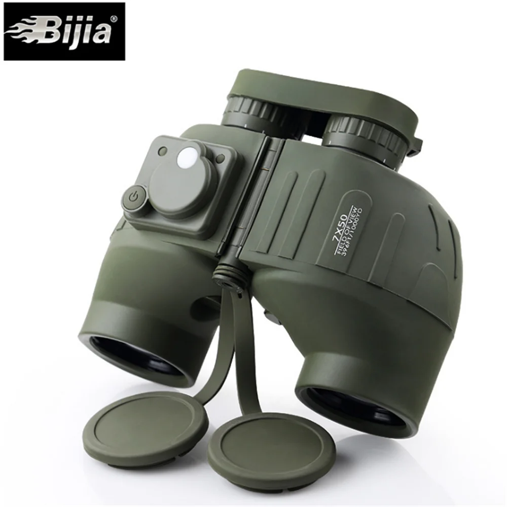 BIJIA 7X50 заполненный азотом водонепроницаемый компас HD высокой четкости светильник ночного видения 7x50 бинокль