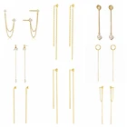 Женские серьги-гвоздики с длинной цепочкой, из серебра 925 пробы