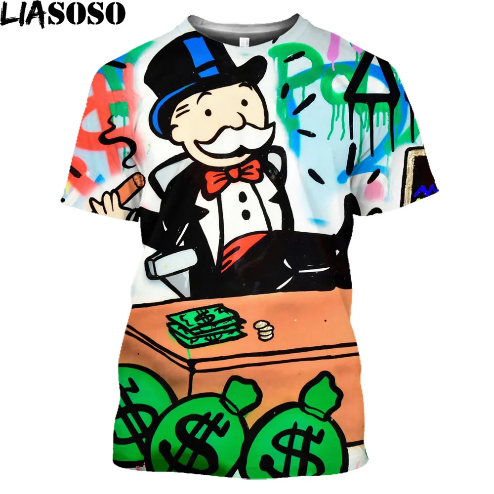 Классические монопольные старые богатые 3D футболки с принтом Alec Винтажная