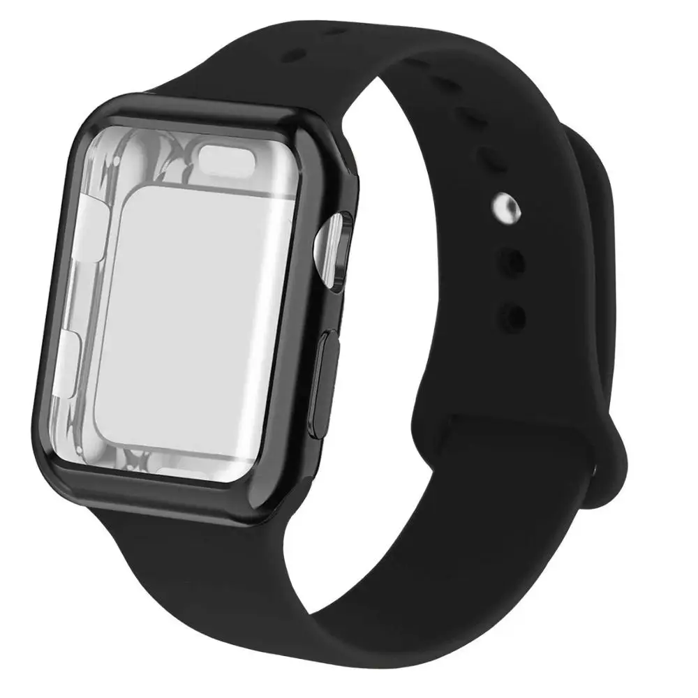 Чехол+ ремешок для часов apple watch 5 4 band 44 мм 40 мм apple watch 3 iwatch band 42 мм 38 мм силиконовый браслет ремешок для часов 5/4/3/2/1