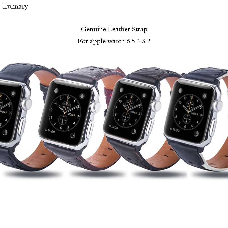 

Genuine Leather Watchband for Apple Watch Band Series 5/3 Sport Bracelet 42mm 38mm Strap For iwatch 6 4 SE Band