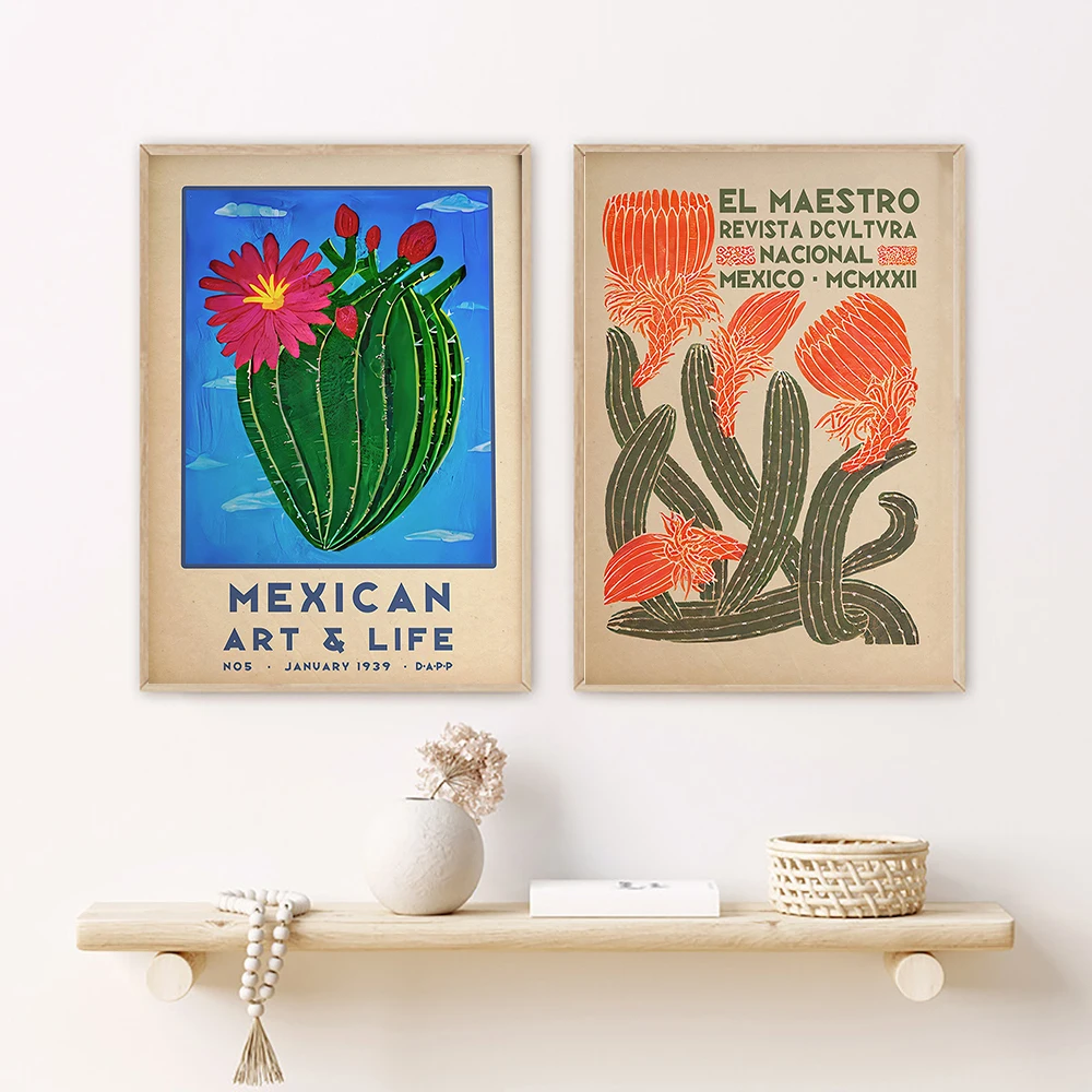 Художественная Настенная картина мексиканской культуры винтажный цветочный