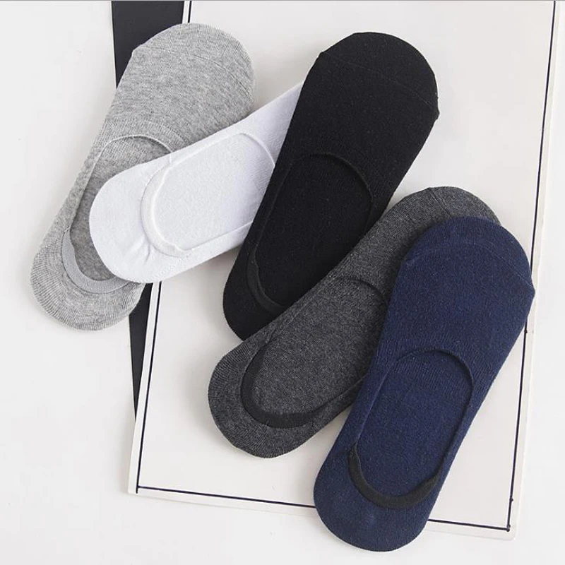 Носки мужские хлопковые 5 пар/лот = 10 шт. силиконовые Нескользящие с низким берцем