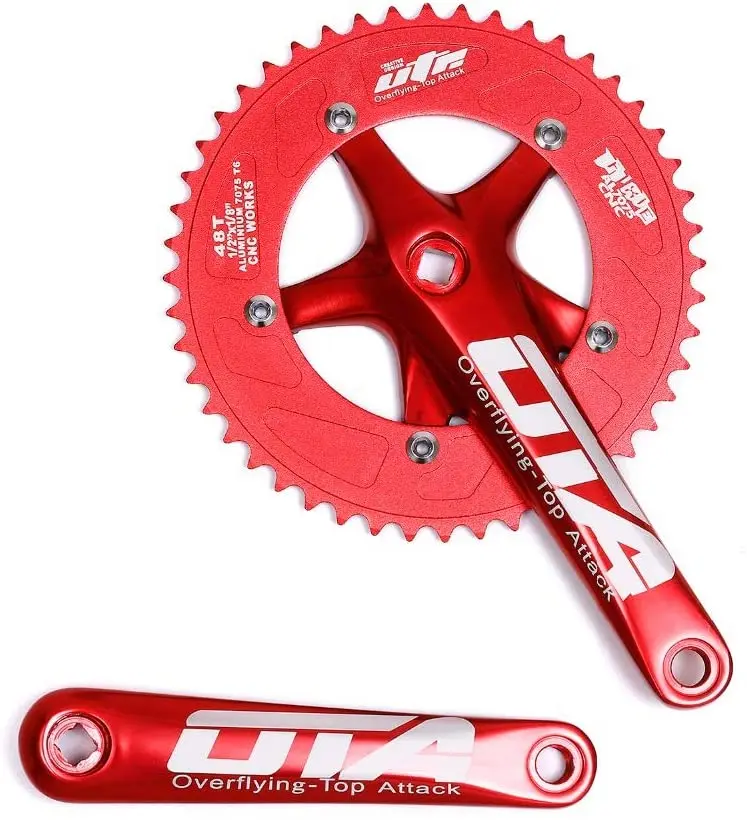 OTA Single Speed Crankset 48T,170mm Crankarms 130 BCD Fixie Crankset for Single Speed Bike, Fixed Gear Bicycle, Folding Bicycles