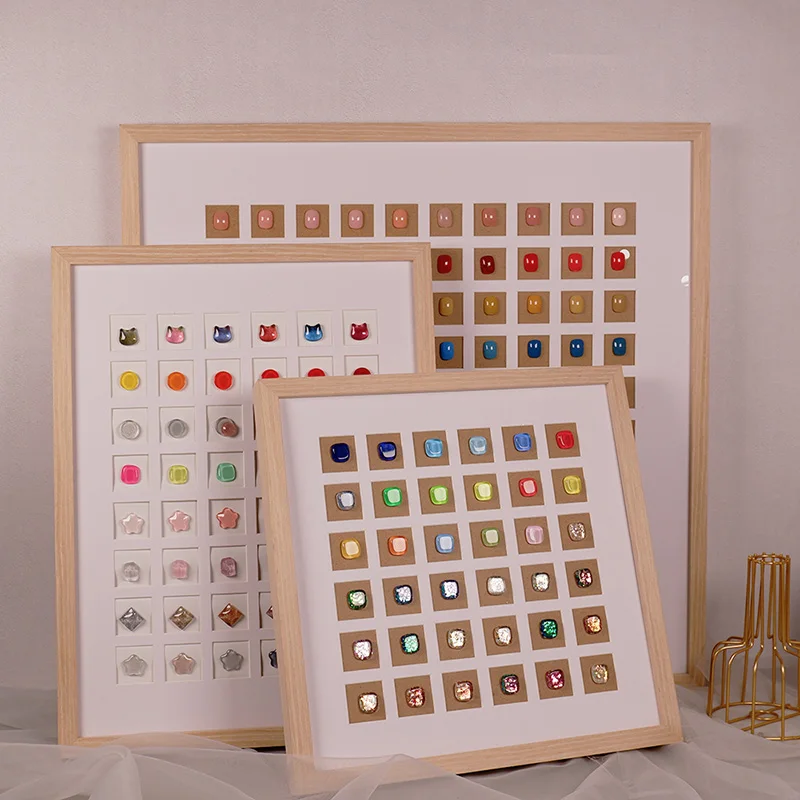

Рамка для дизайна ногтей из массива дерева, в минималистическом стиле, квадратная фоторамка для ногтей, демонстрация цвета ногтей, полка с а...