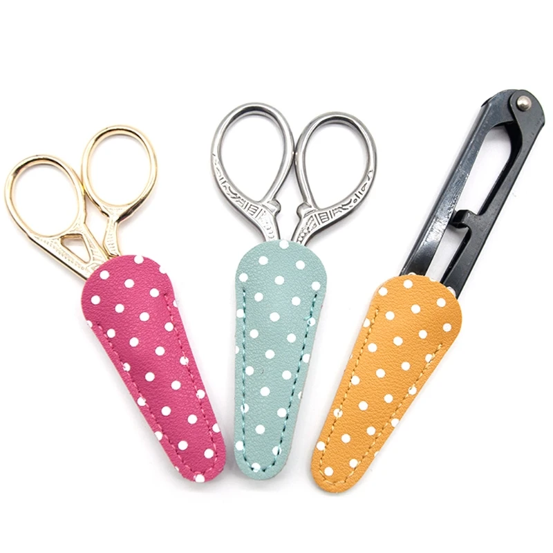 

PU Leather Embroidery Scissors Sheath Cover Barber Hairdressing Shears Holster Protective Storage