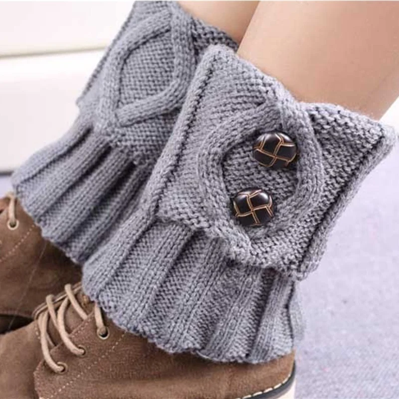 Women Winter Short Leg Warmers Fashion Button Crochet Knit Boot Socks Toppers Cuffs | Дом и сад