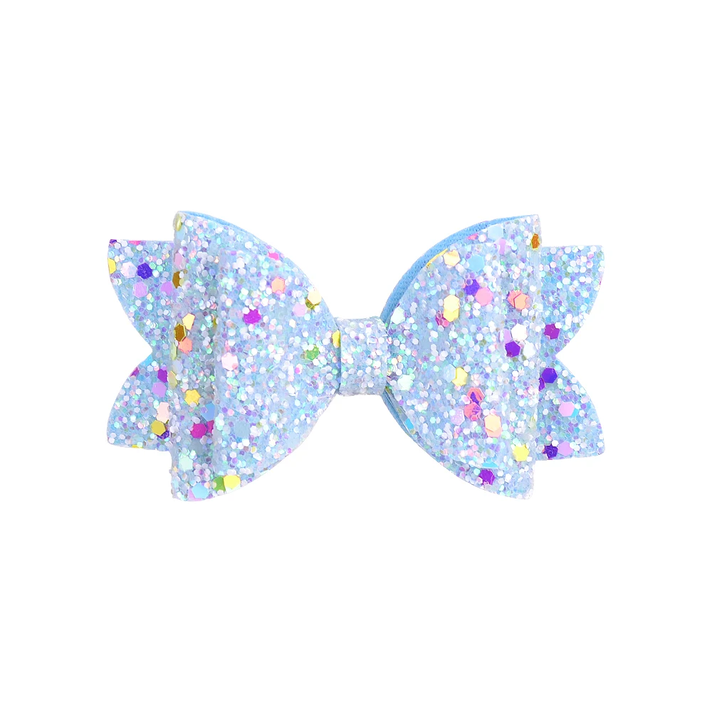 Новинка 3 4 дюйма однотонные блестящие банты для волос Сияющие заколки детей