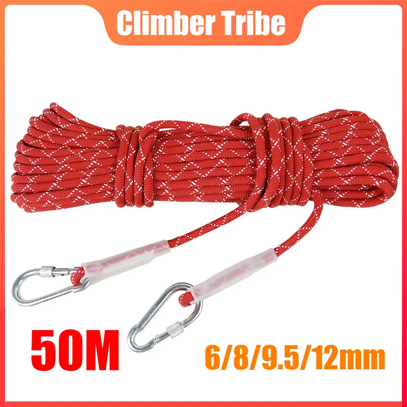 

50M Outdoor Climbing Ropes Nylon High-altitude Safety Rope Mountaineering Fire Escape Cord Downhill Rescue Accessories 60