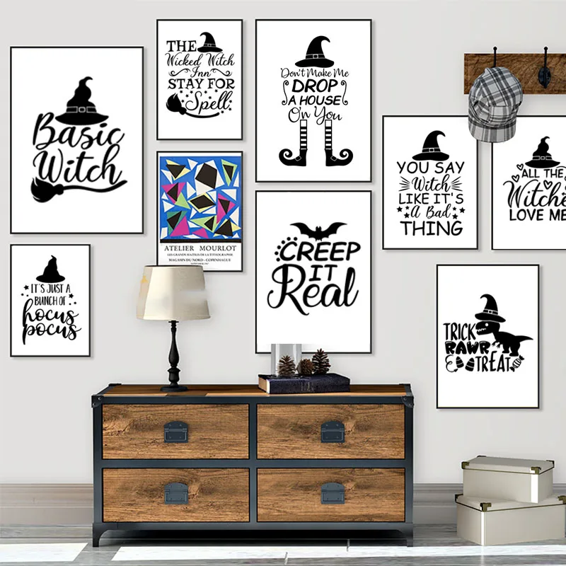 

Хэллоуин цитаты стены искусства холст живопись черный и белый плакат печать Nodic минималистский украшение дома фотографии