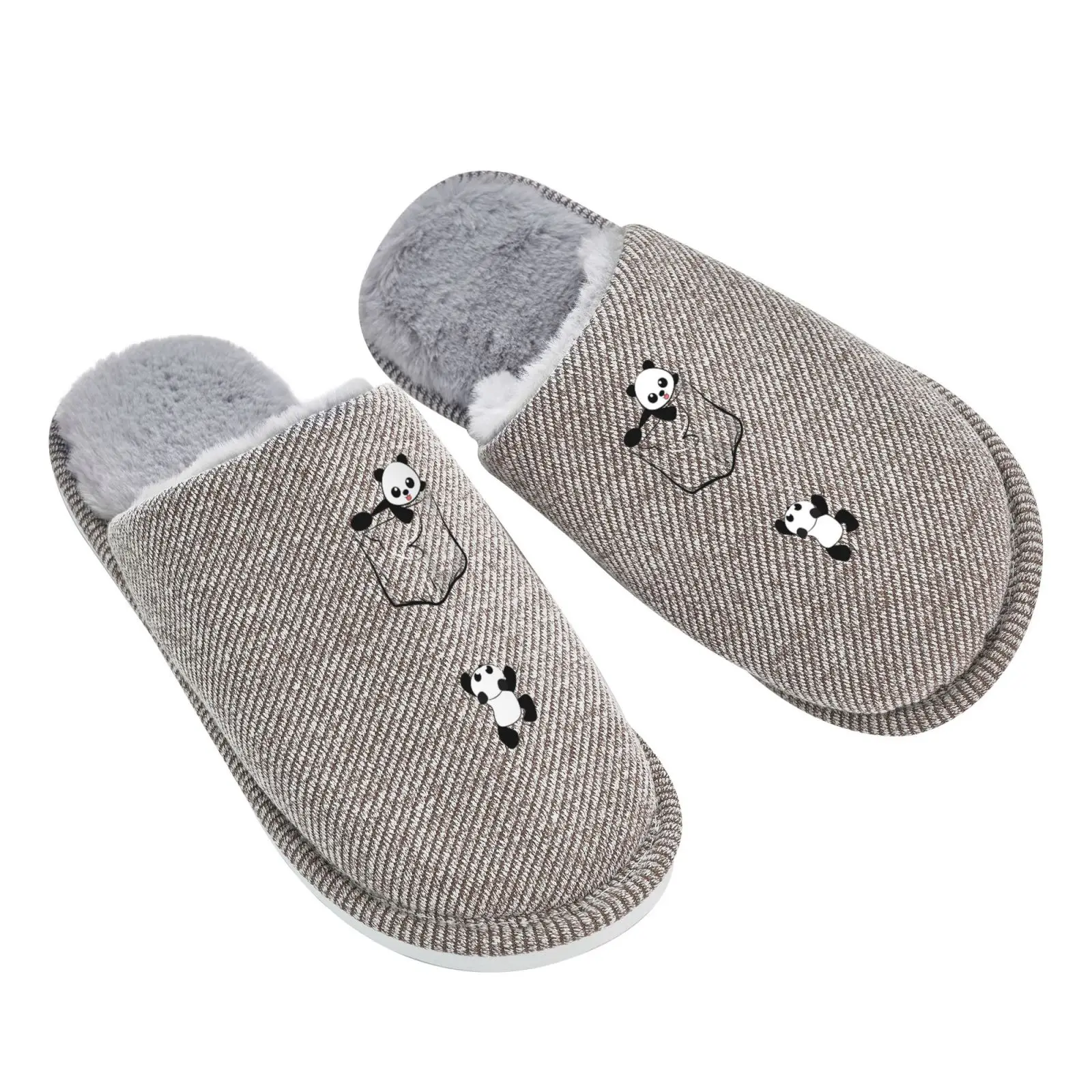 Тапки Pandas с карманами для дома мягкие плюшевые комнатные тапочки обувь мужчин