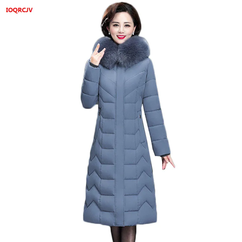 6XL 7XL Winter Middle-aged Mother Down Cotton Jacket Thick Warm Long Women Parka Ladies Winter Coat Outerwear W1418