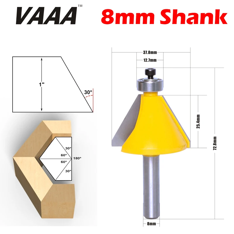

VAAA 1 шт. 8 мм хвостовик 30 градусов фаска и фаска фреза для отделки кромки бит деревообрабатывающий резак