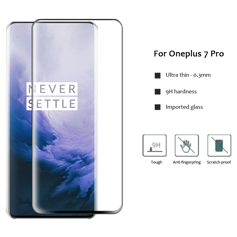

5D Curved Glass For Oneplus 7 pro Screen Protector Full glue Cover Round Edge Tempered Glass for One Plus 7 Pro 9H Glass Film