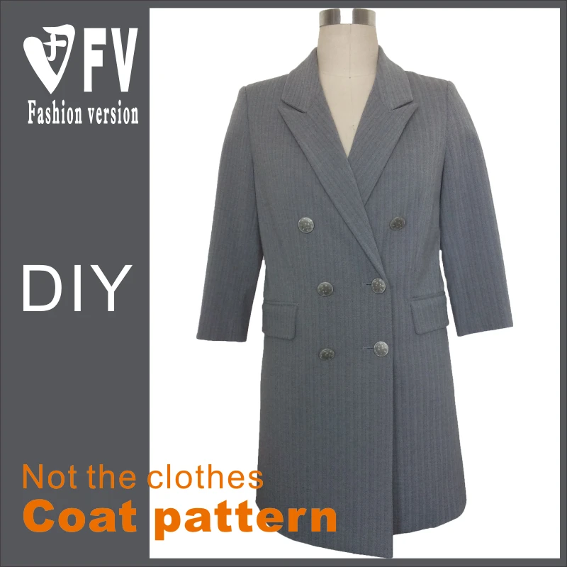 

Cutting pattern women's long suit jacket 1:1 pattern garment making drawings BWT-12