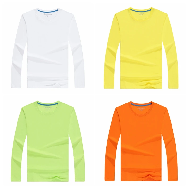 2019 Autumn Winter Men New Casual Cotton Elasticed Long Sleeve T-shirt O Collar Slim Solid T shirts Embroidery Customization | Мужская